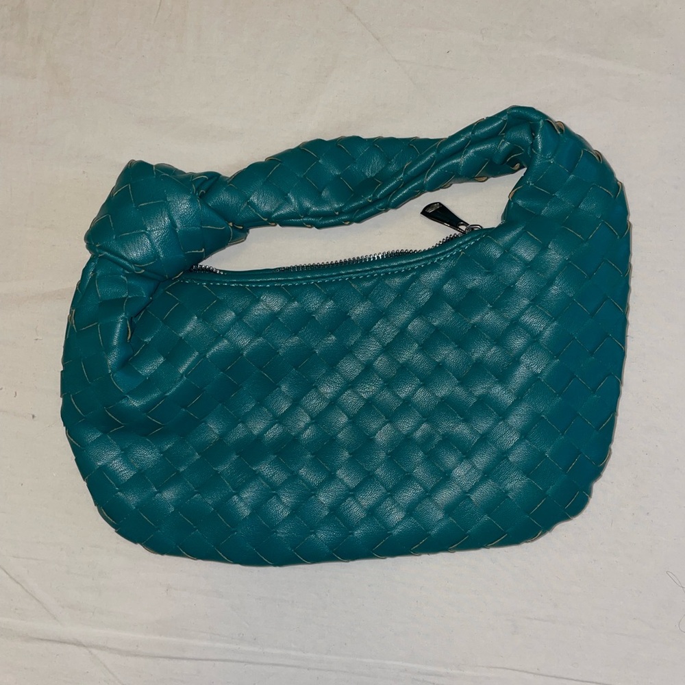 Kelly green leather weave mini bag